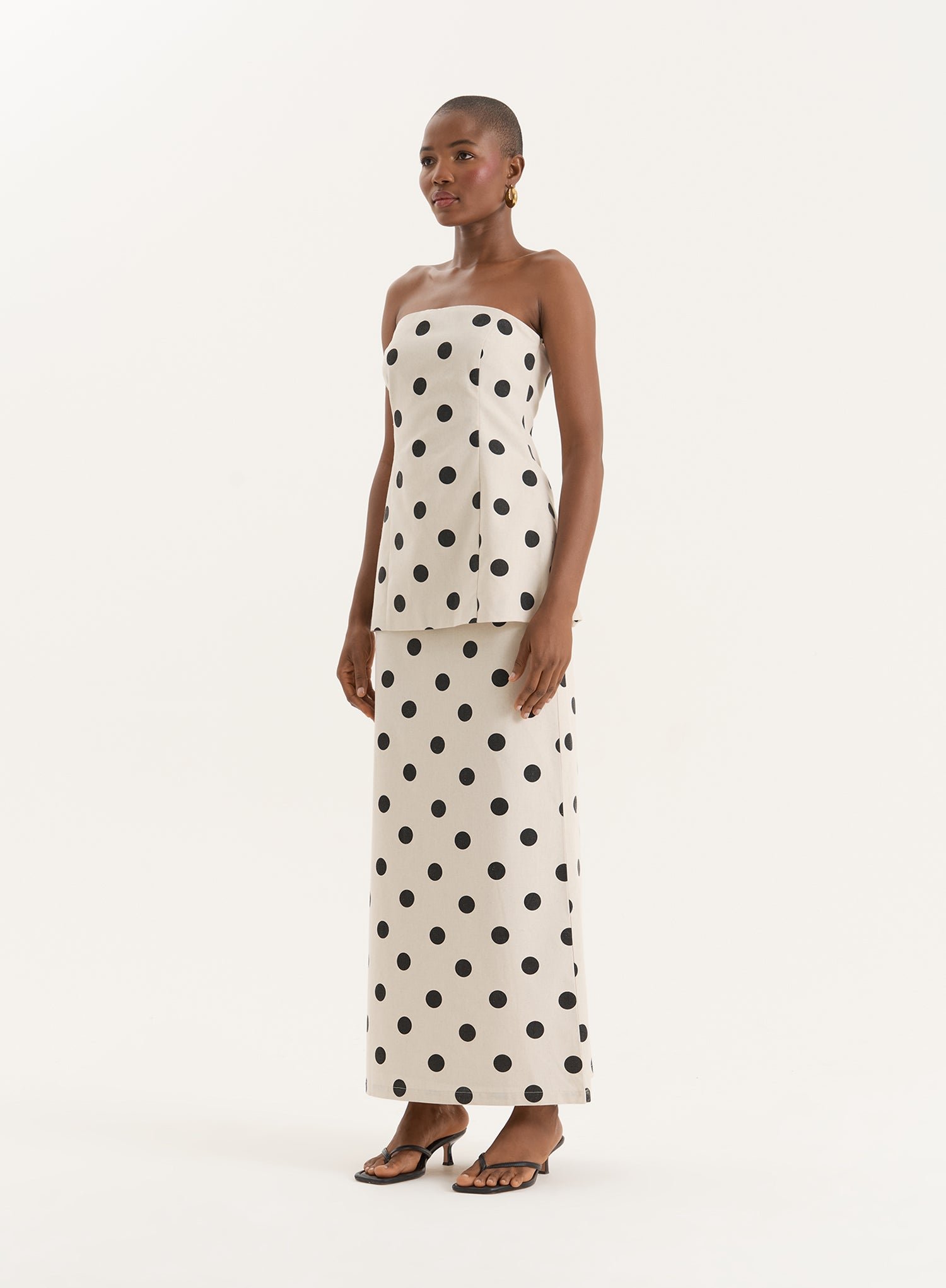 Second image of Polka Dot Printed Linen Blend Corset- Clementine