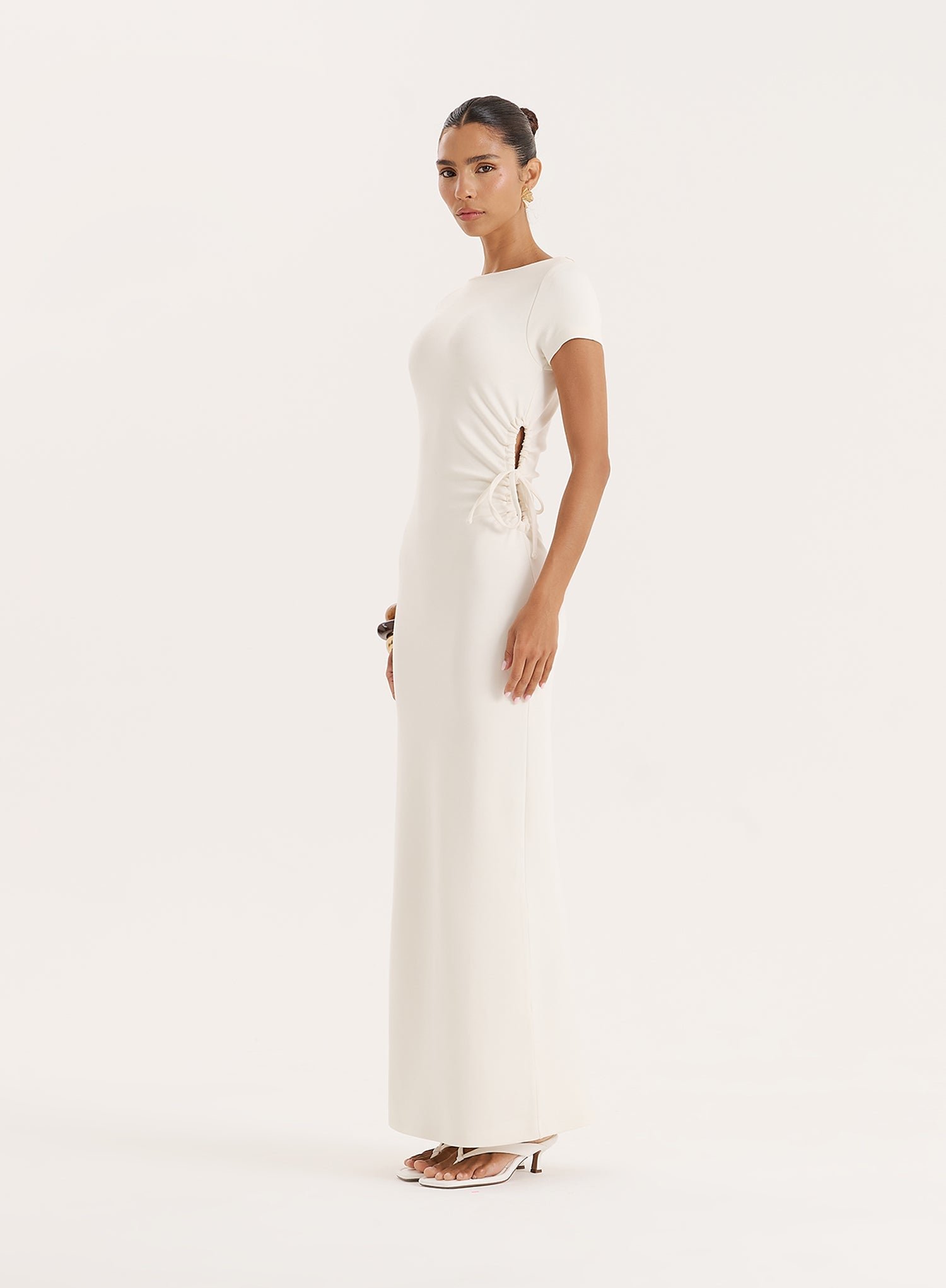 Second image of Off White Jersey Cut Maxi Dress- Aleixo
