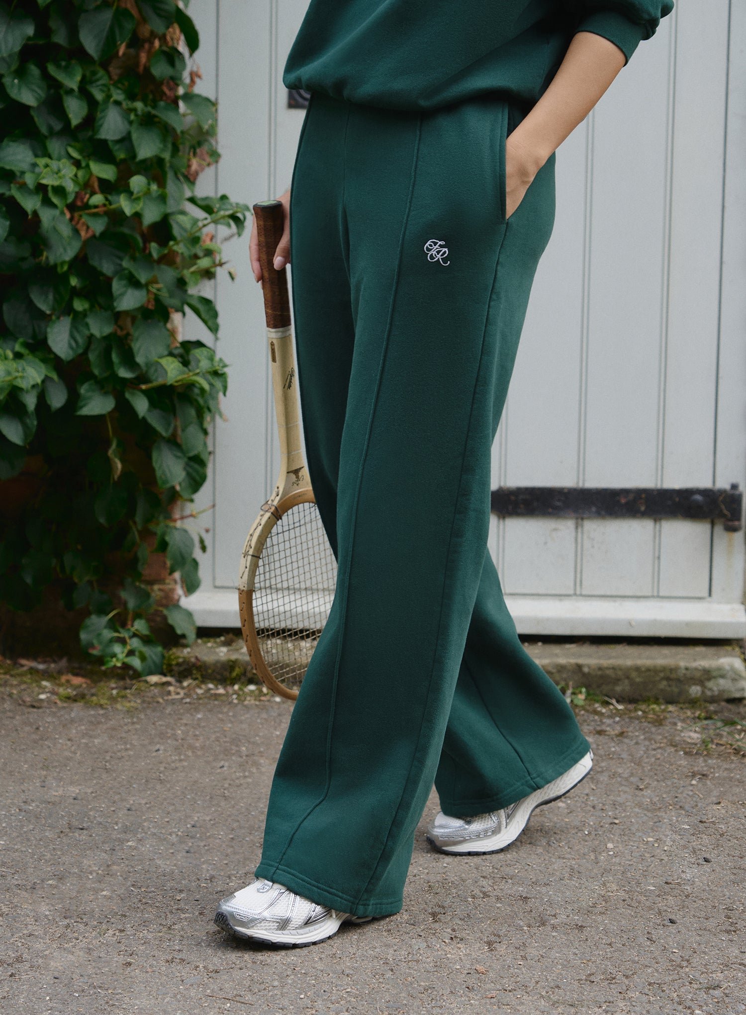Second image of Green Fourth Branded Wide Leg Jogger- Forrest