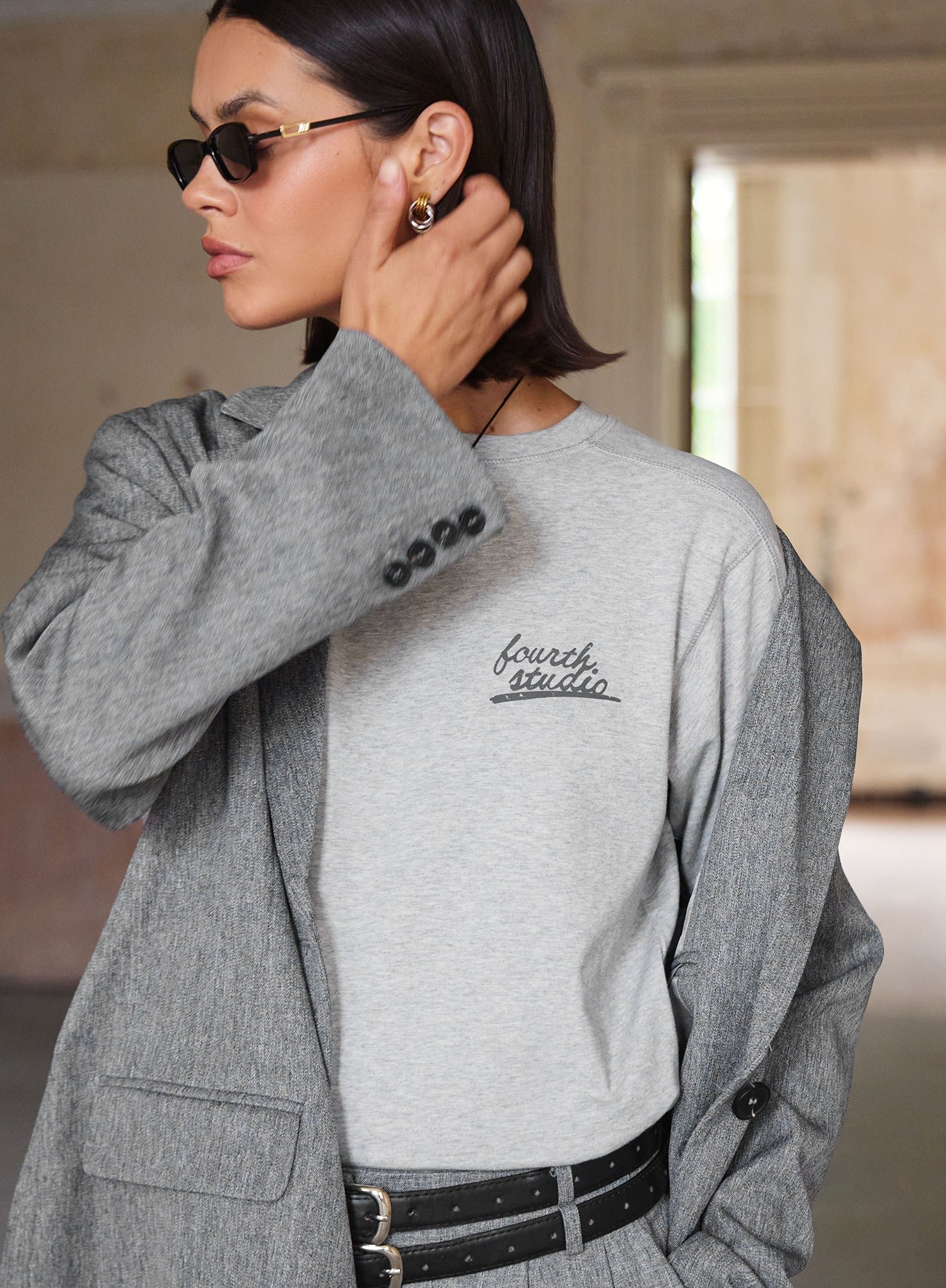 Second image of Grey Fourth Studio Cotton T-Shirt-Nina