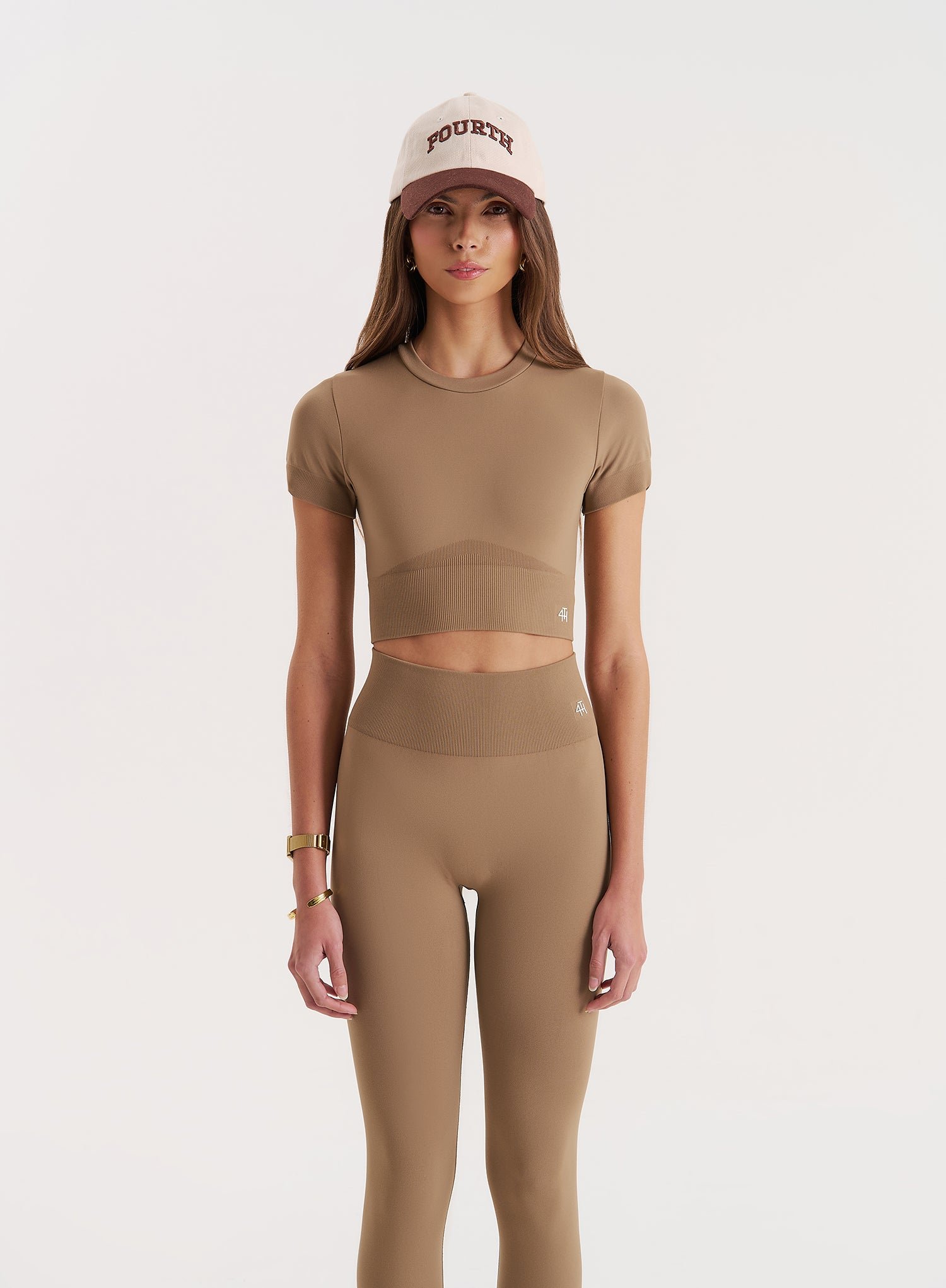 Mocha Seamless Gym Crop Top- Brogan