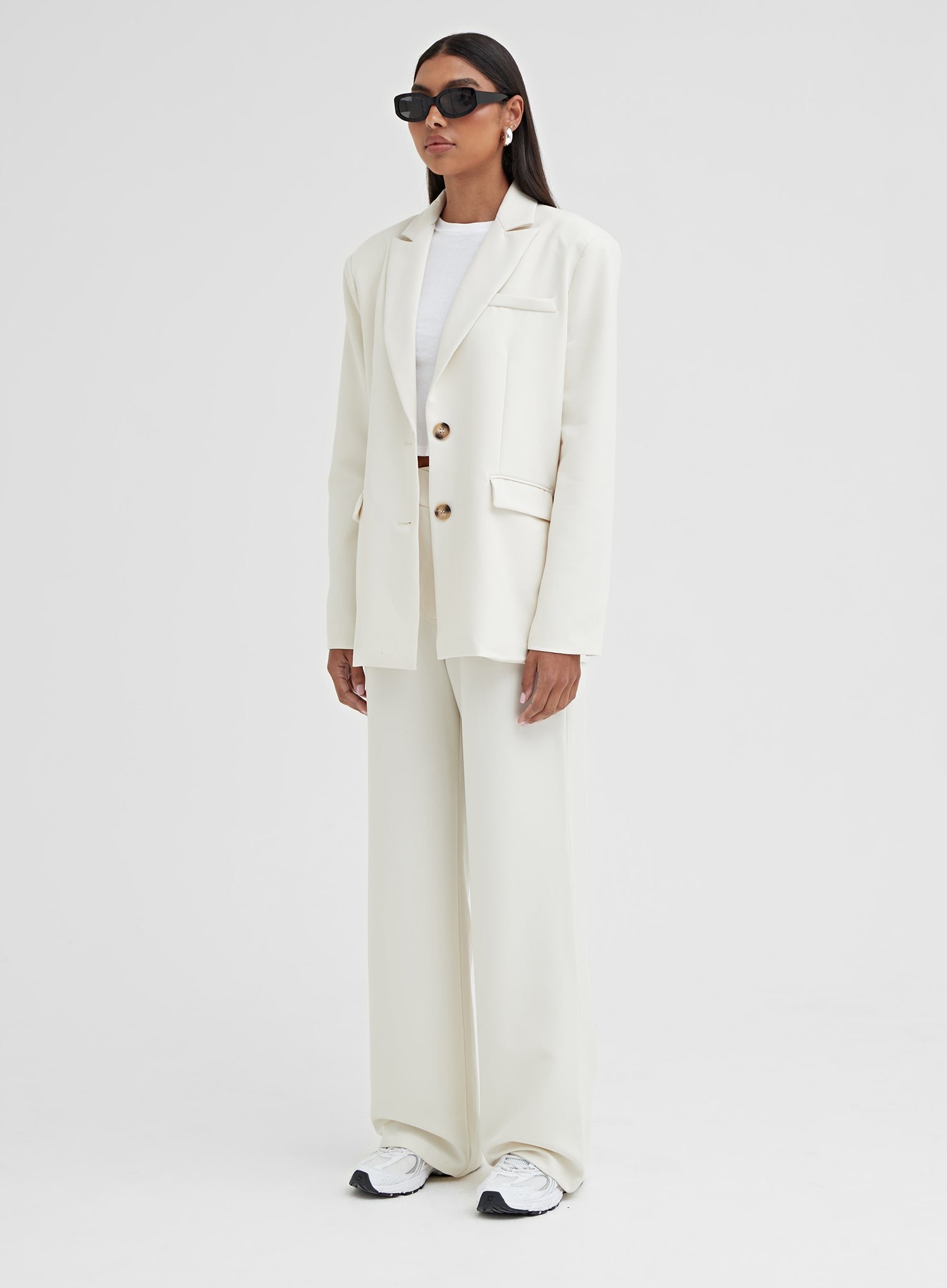 Second image of Cream Oversized Single Breasted Blazer ?C Georgina