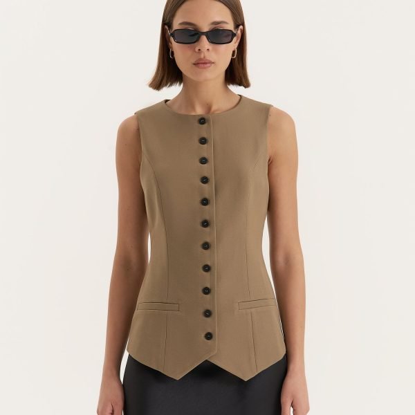 Olive Tailored Waistcoat- Briella