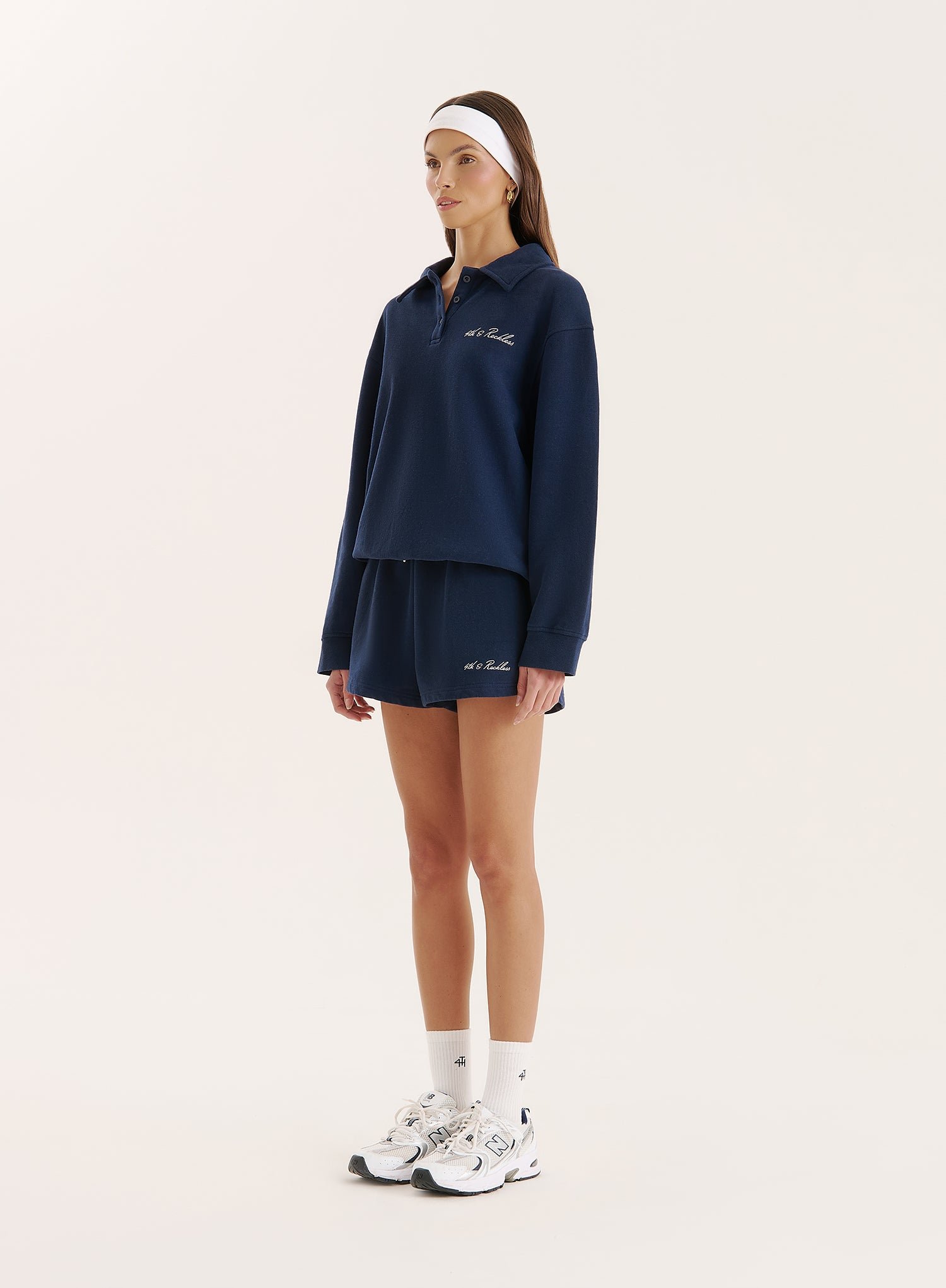 Second image of Navy Embroidered Branded Short- Clover