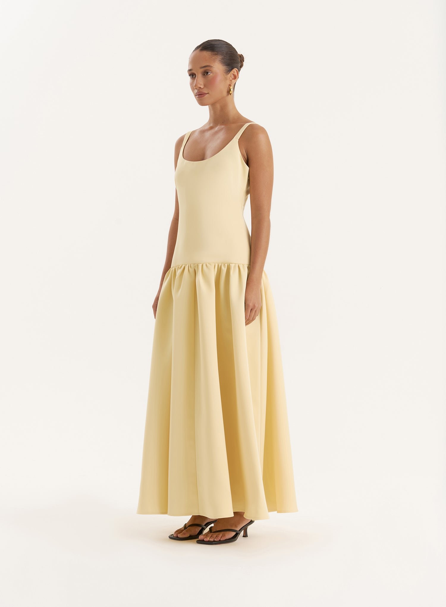 Second image of Yellow Drop Waist Maxi Dress- Melinie