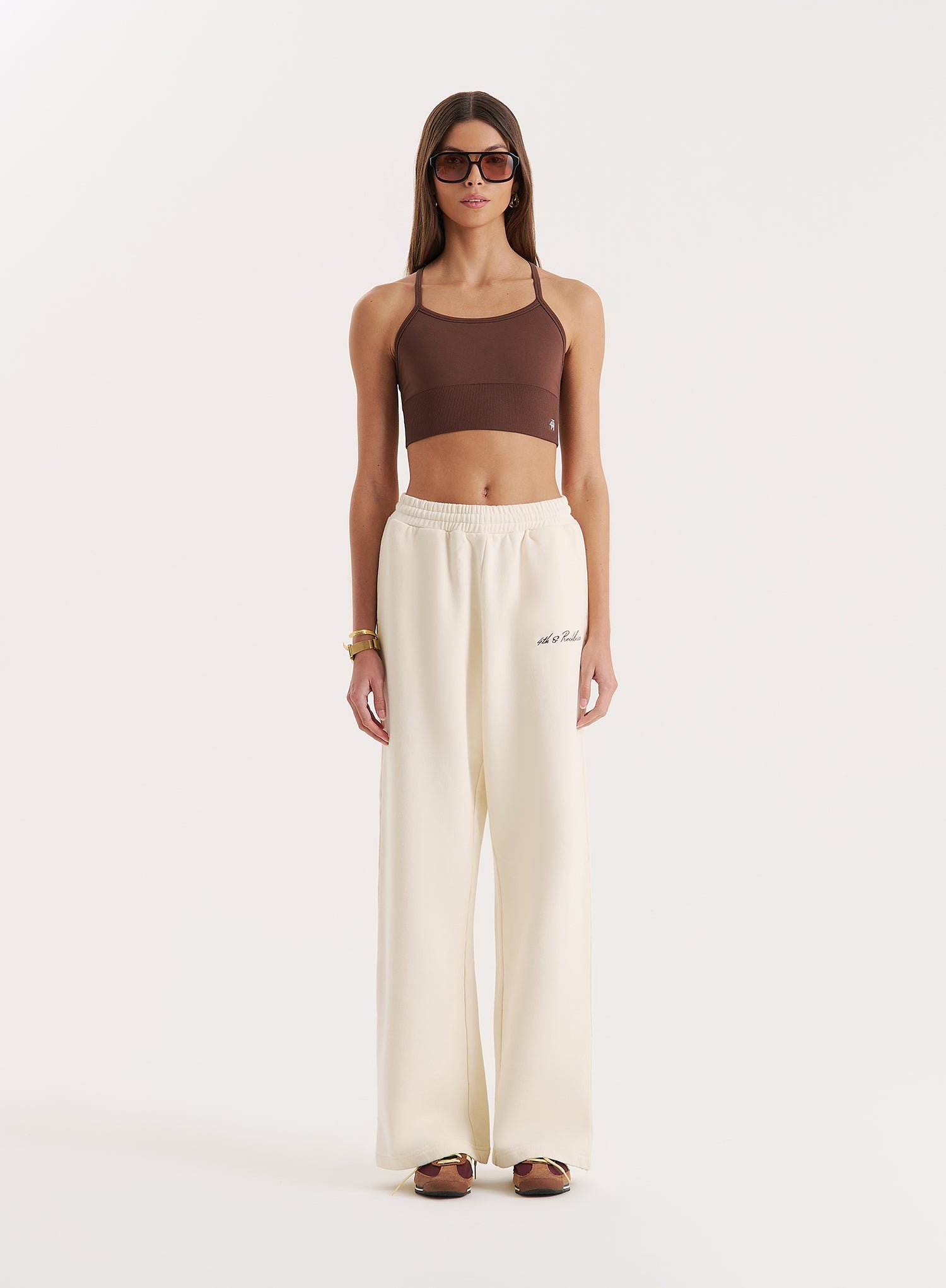 Buttercream 4th Wide Leg Branded Joggers- Fergie