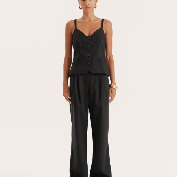 Black Tailored Wide Leg Trouser- Banksie