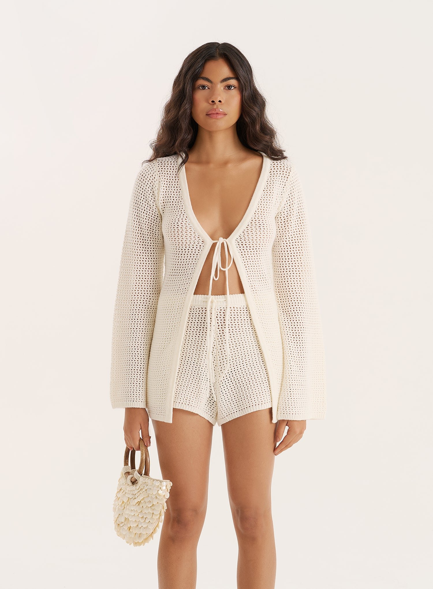 Cream Crochet Tie Front Top- Antoine