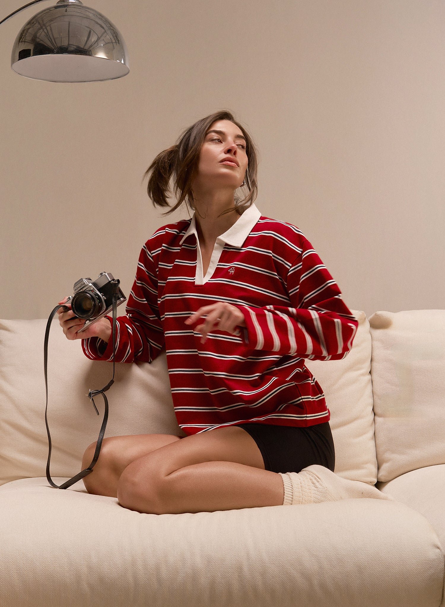 Second image of Multi Stripe Oversized Rugby Top- Alicia