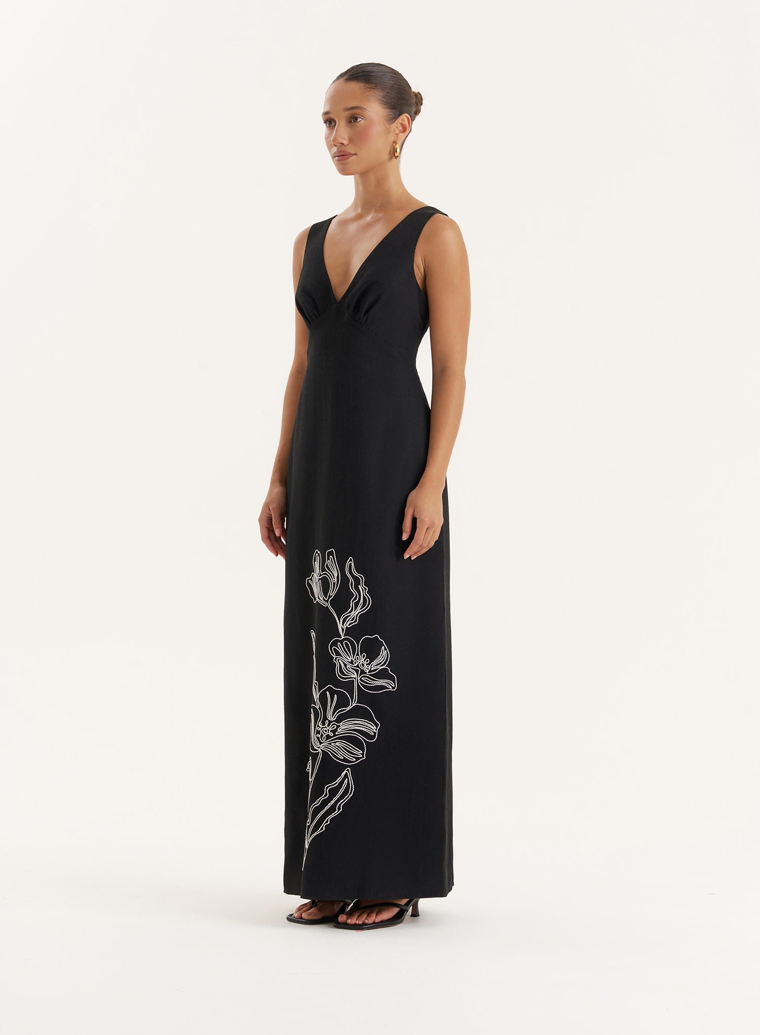 Second image of Black Floral Embroidered Maxi Dress- Simmi