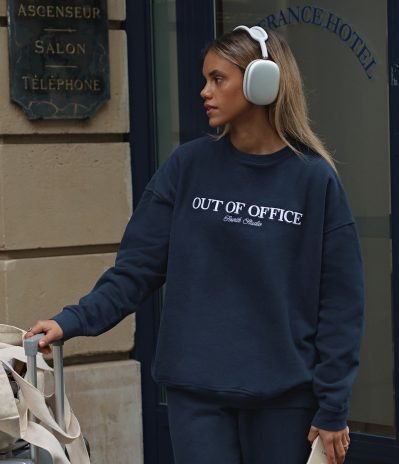 Navy Out Of Office Embroidered Oversized Sweatshirt - Peyton