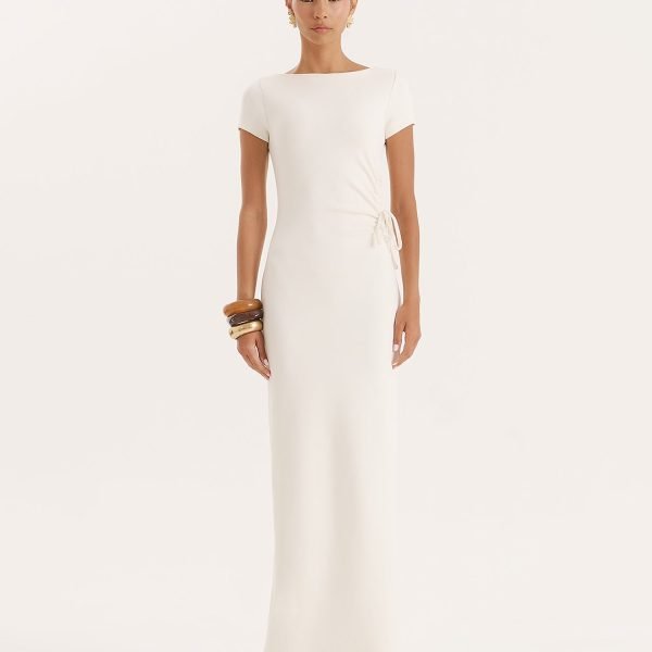 Off White Jersey Cut Maxi Dress- Aleixo