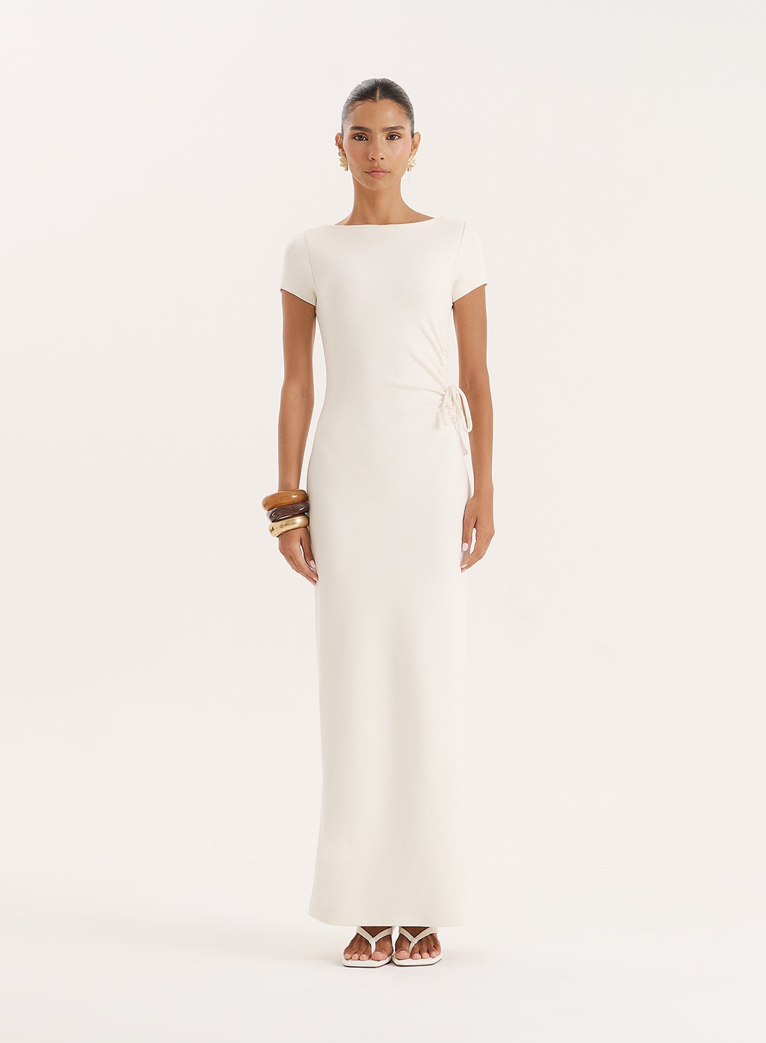 Off White Jersey Cut Maxi Dress- Aleixo