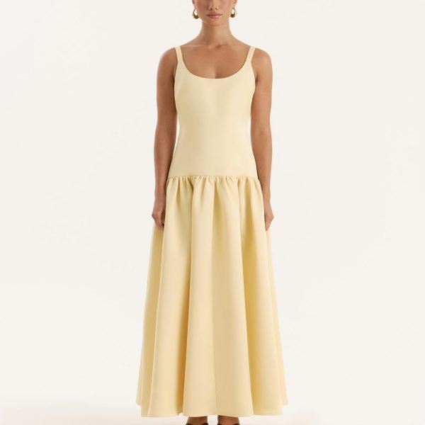 Yellow Drop Waist Maxi Dress- Melinie