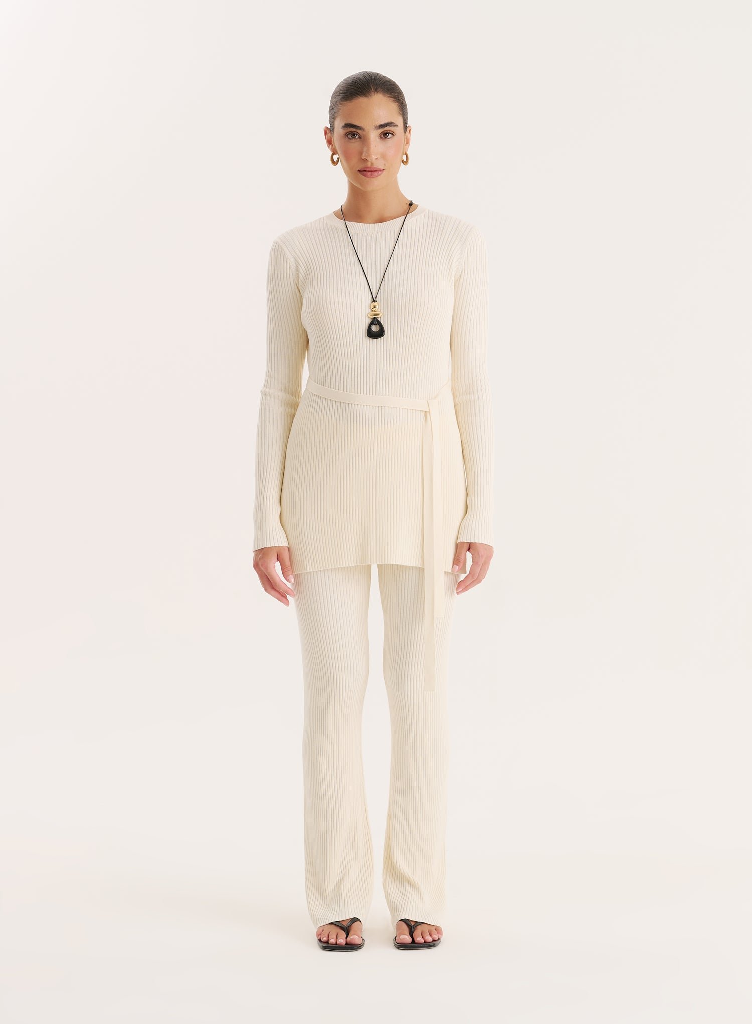 Cream Knitted Trouser-Louie