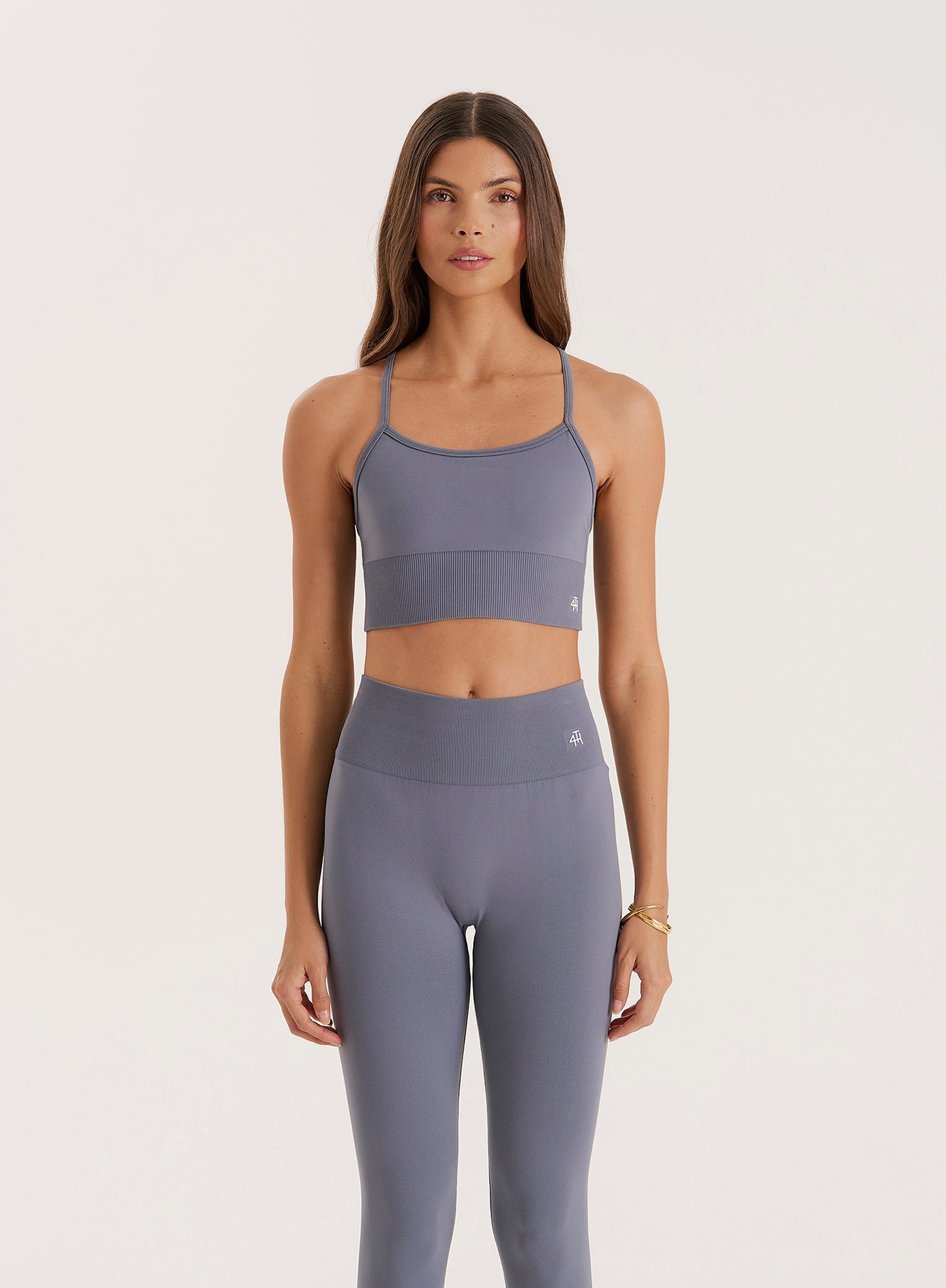 Grey Racer Back Seamless Sports Bra- Jenna
