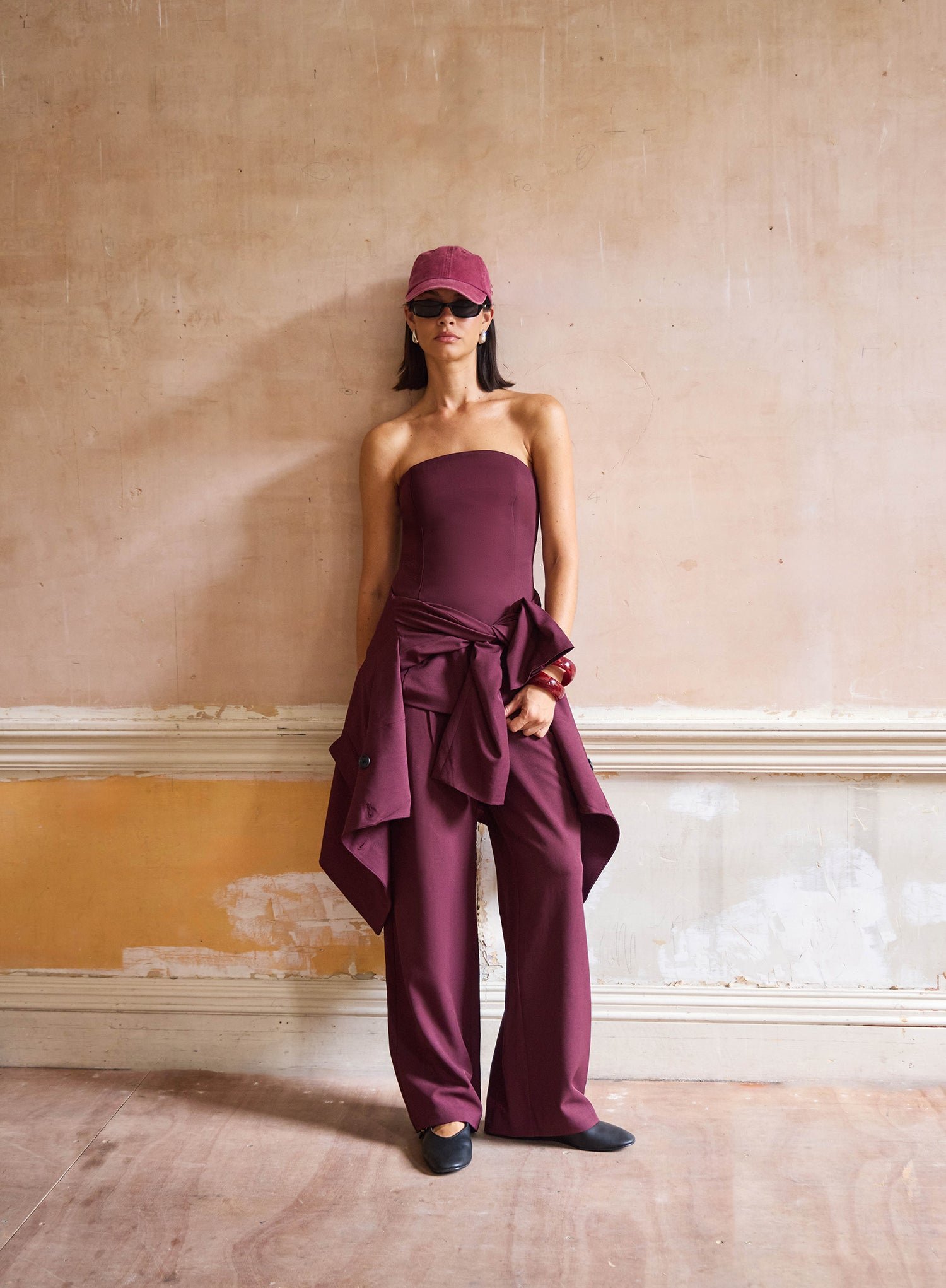 Second image of Burgundy Tailored Trouser-Maggie