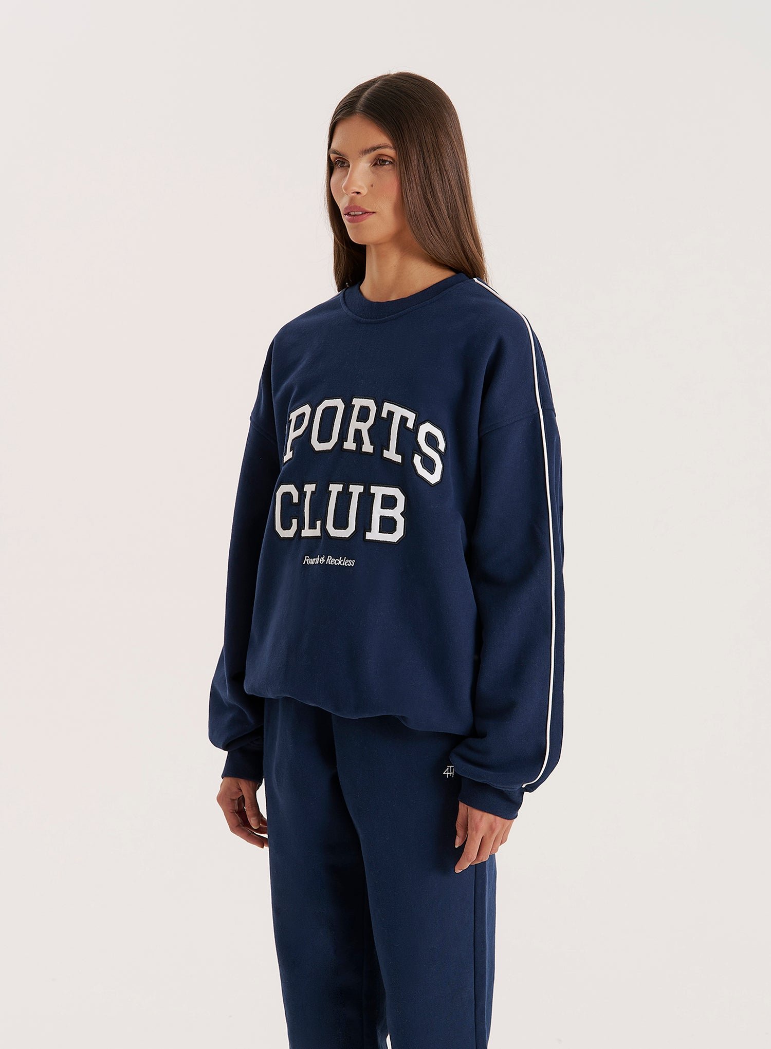 Second image of Navy Slogan Relaxed Oversized Sweatshirt- Ellie