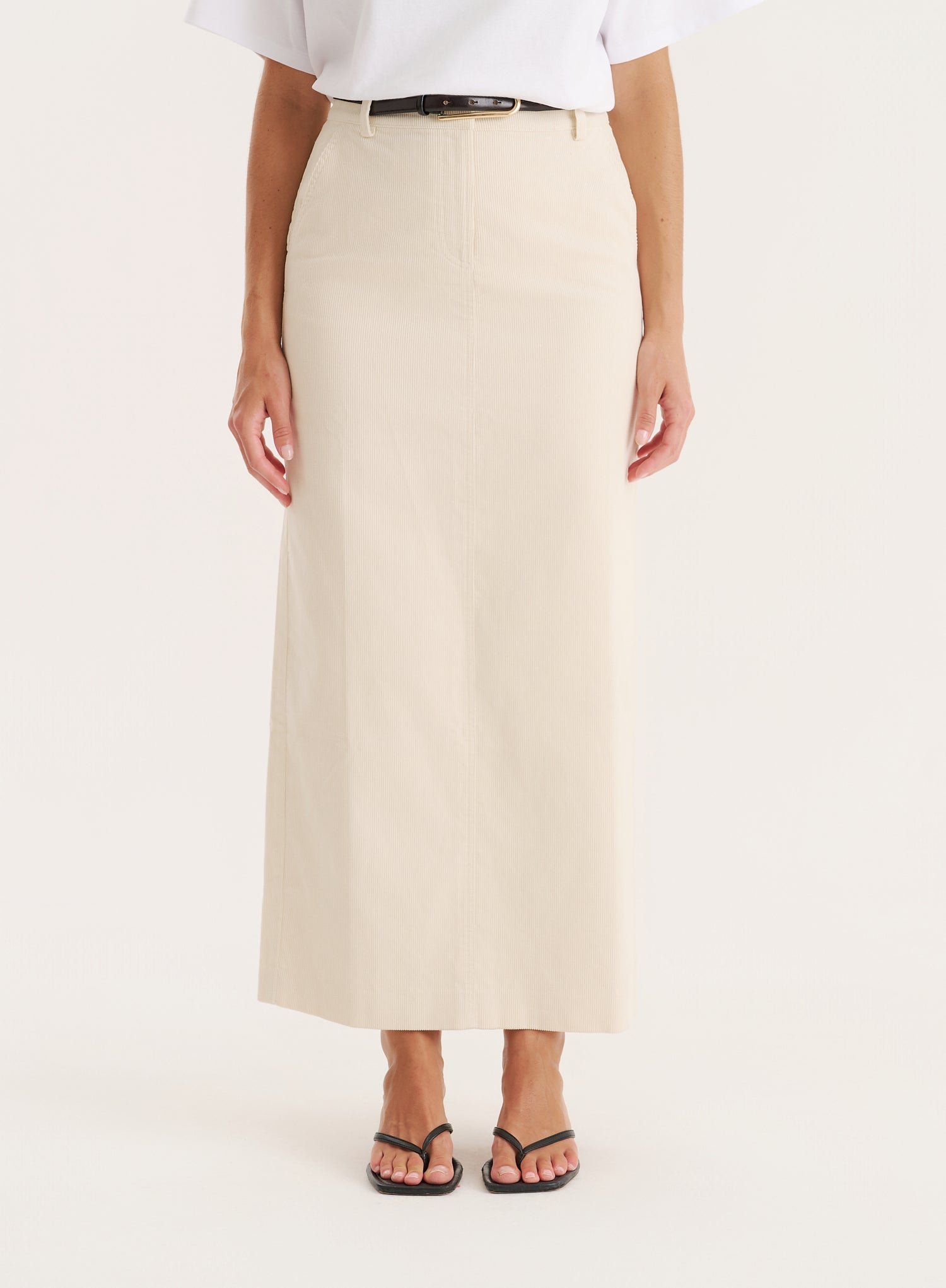 Second image of Cream Corduroy Skirt-Petra