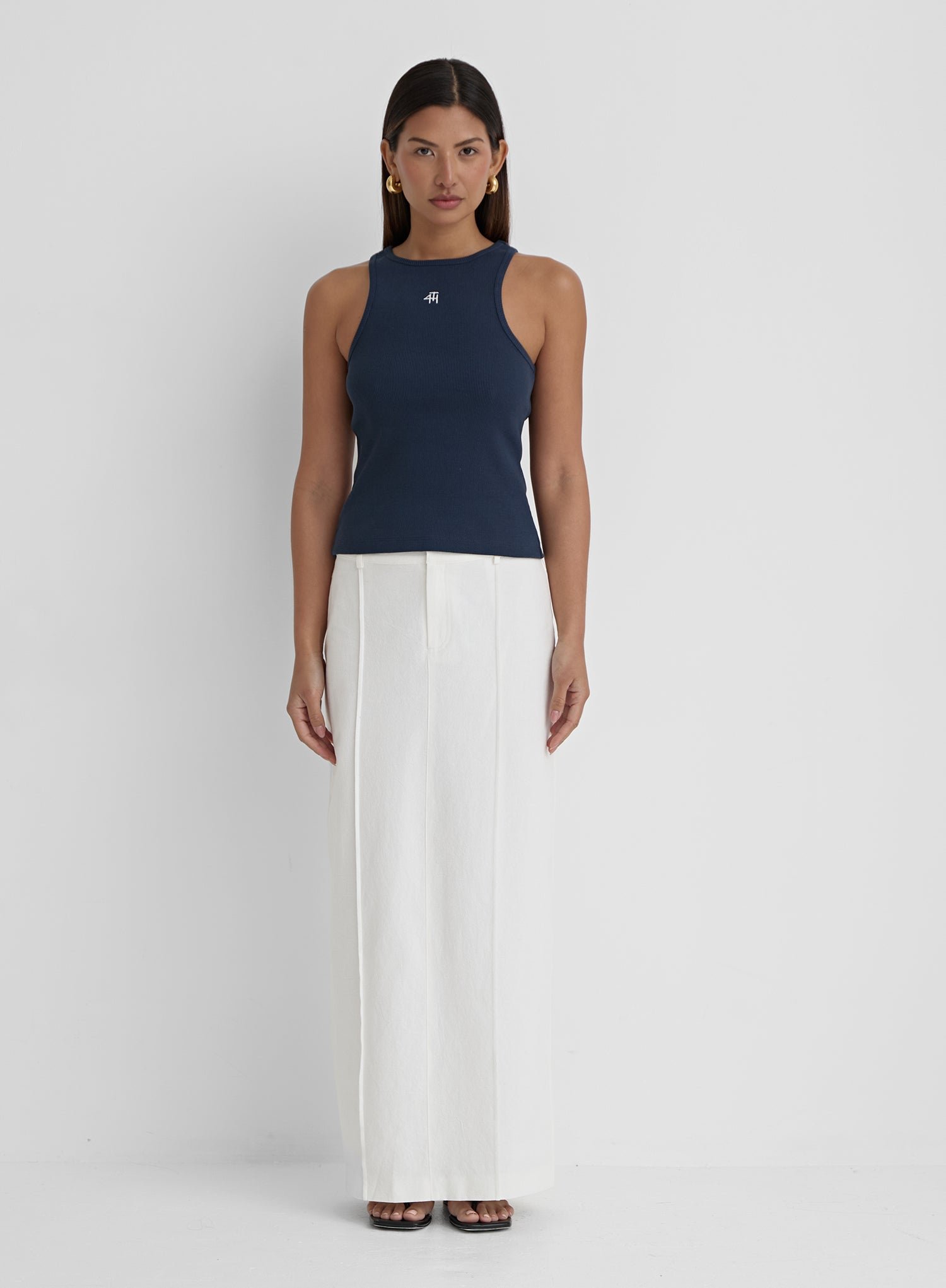 Second image of Navy 4th Branded Racer Vest Top- Everyday