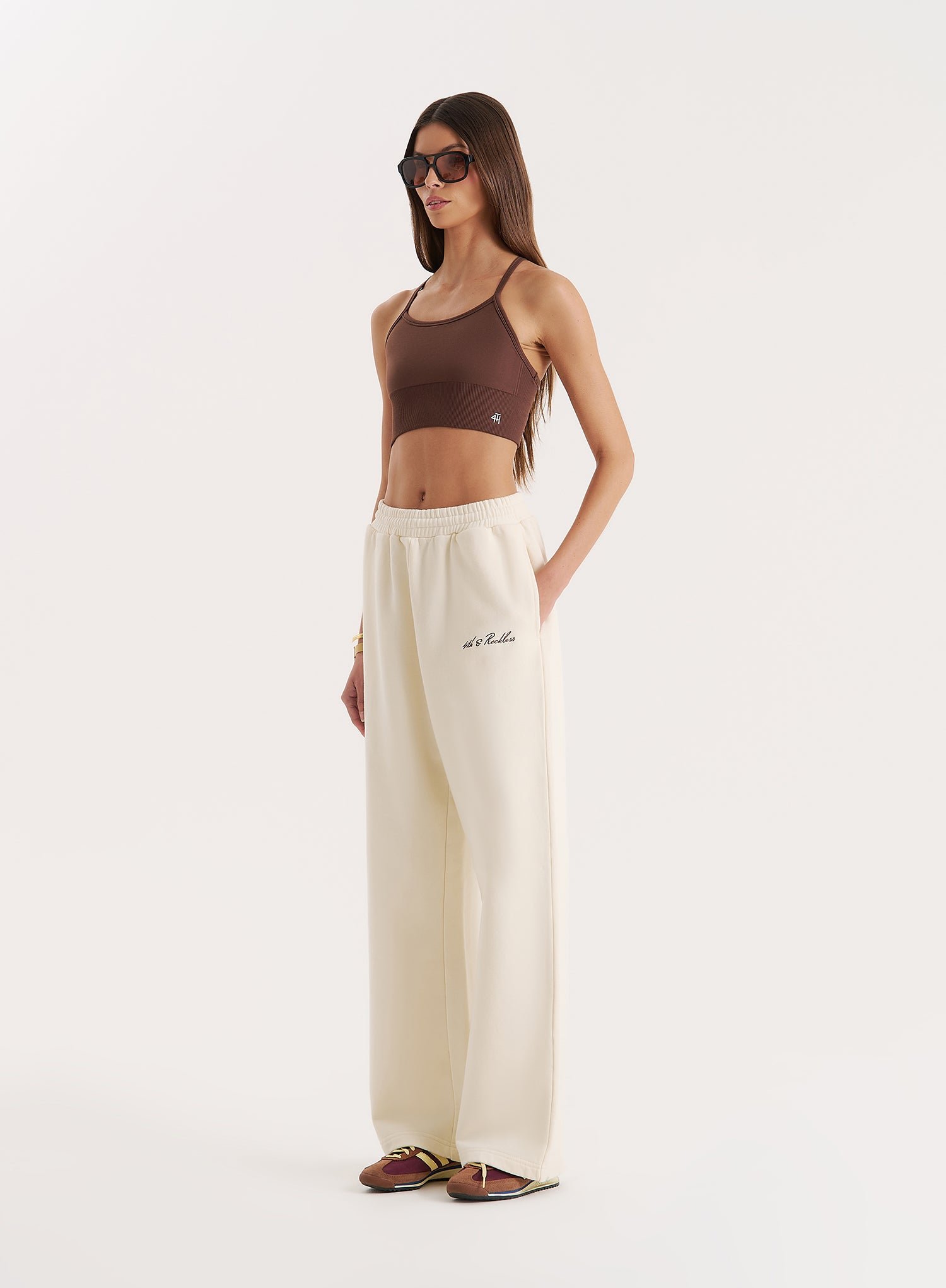 Second image of Buttercream 4th Wide Leg Branded Joggers- Fergie