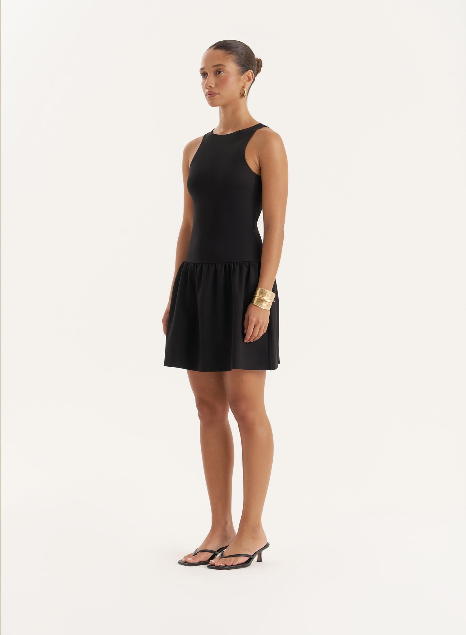 Second image of Black Drop Waist Mini Dress- Shayna