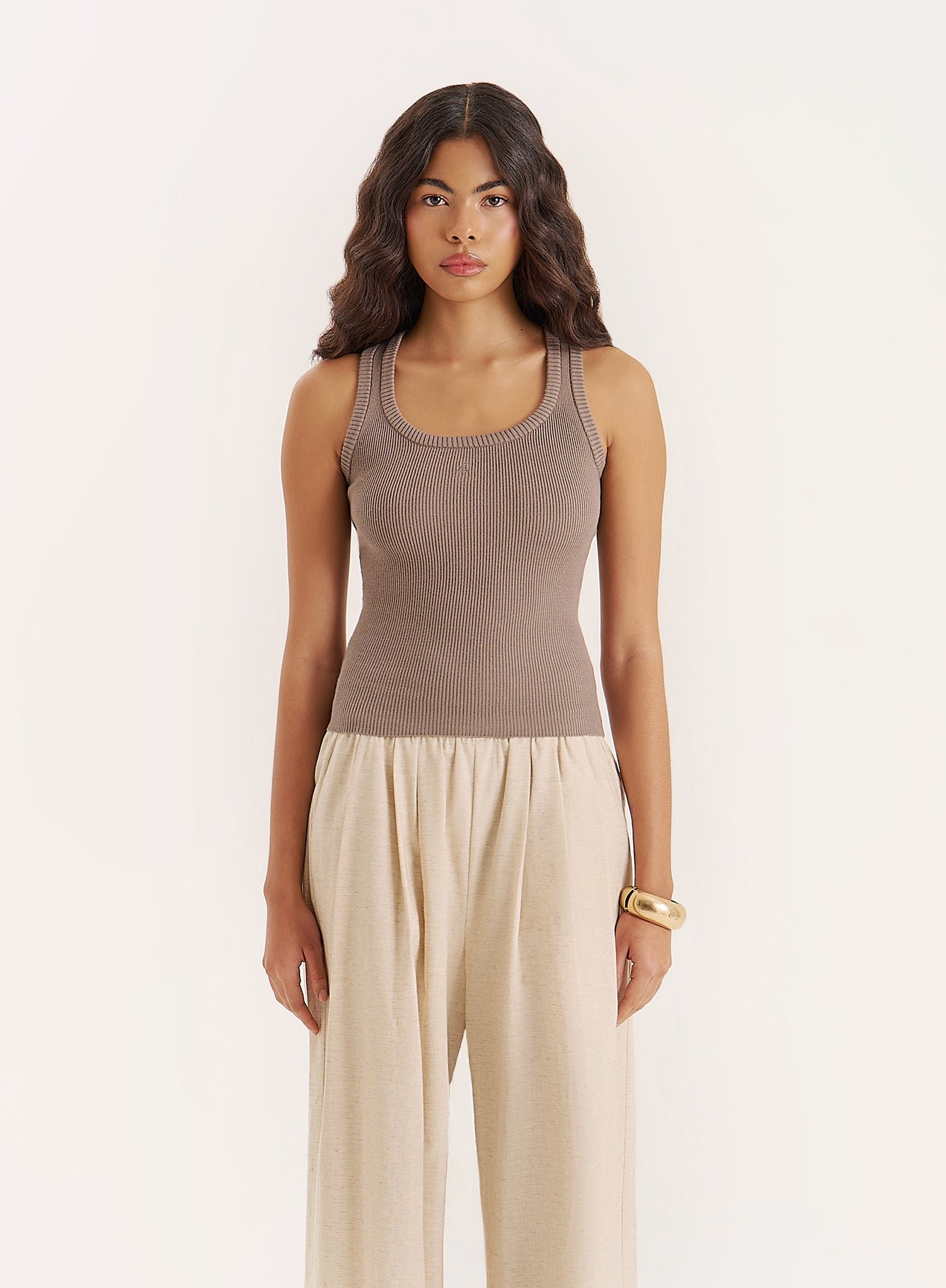 Olive Knitted 4th Vest Top- Tamil