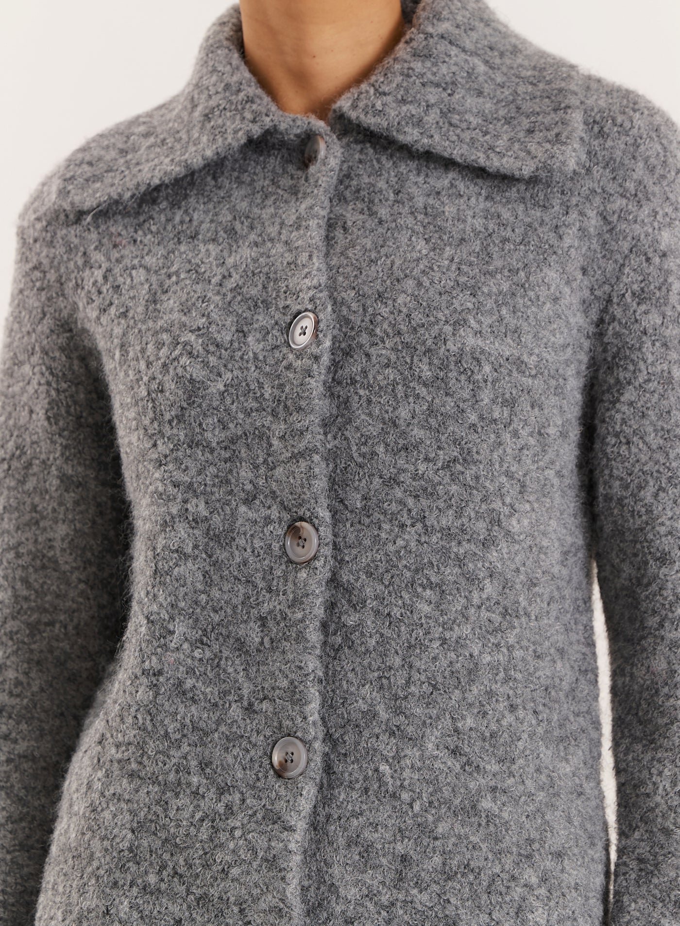 Second image of Dark Grey Knitted Collared Cardigan- Carson
