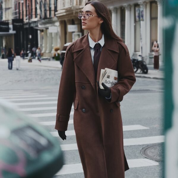 Brown Faux Suede Belted Trench Coat- Wallace