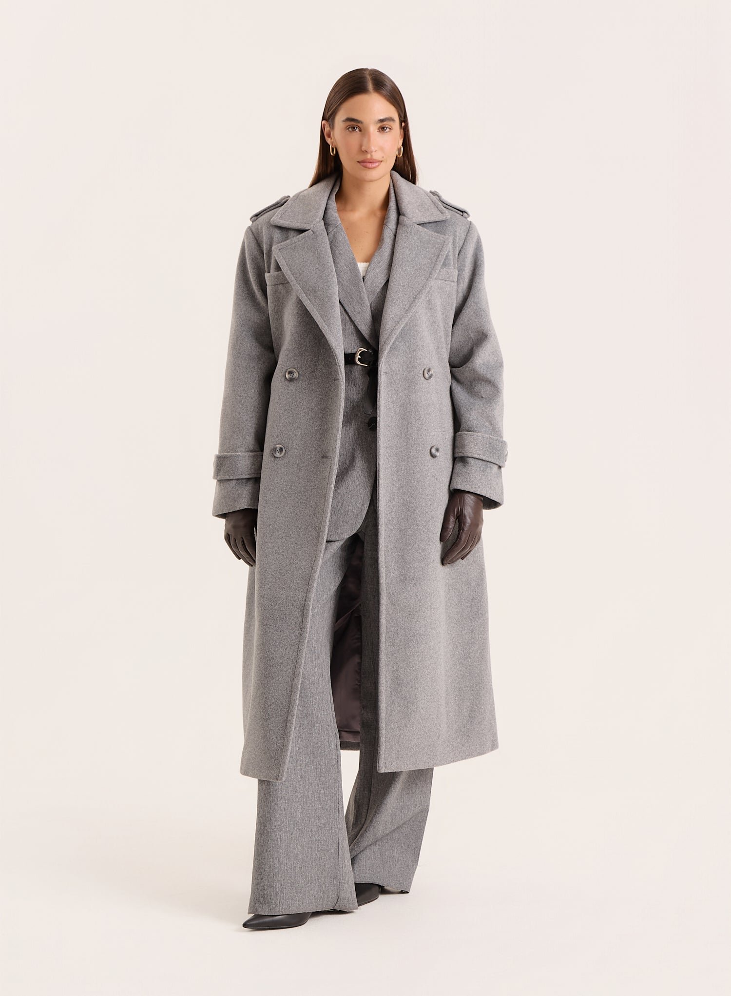 Grey Tailored Belted Trench Coat- Anderson