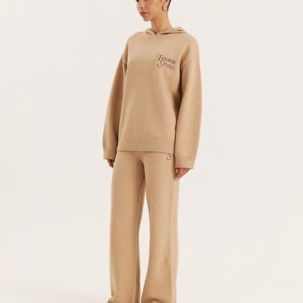 Camel Knitted Fourth Studio Wide Leg Trousers- Jackson